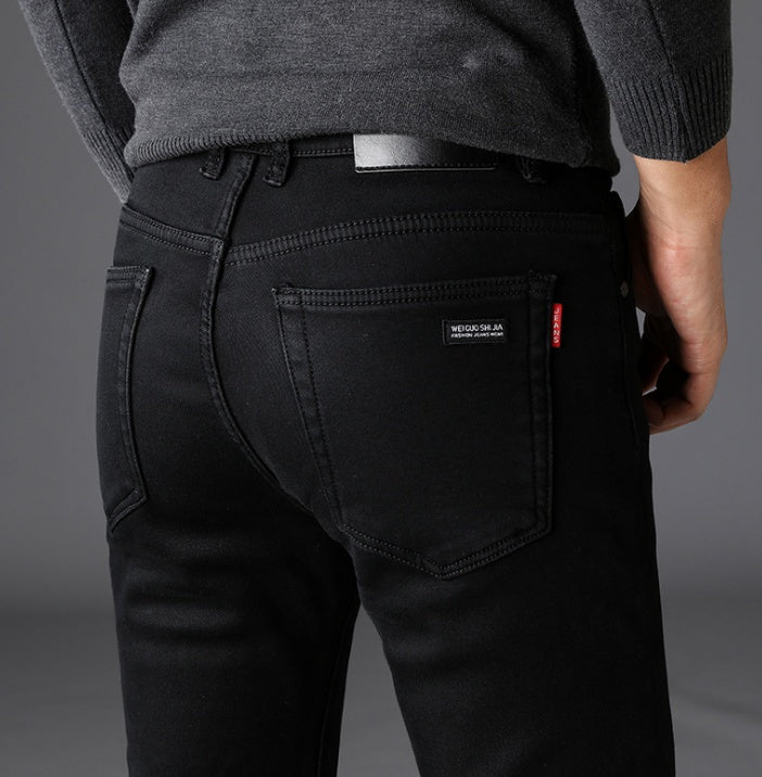 Men's Jeans Slim Straight Black Pants