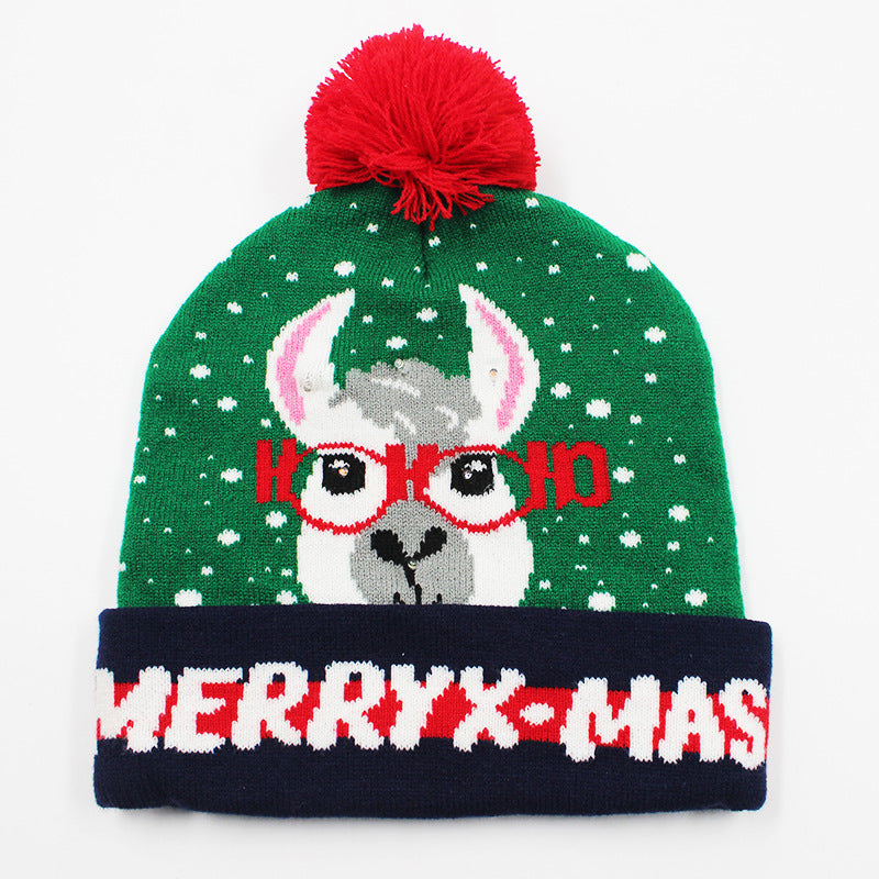 Holiday Party Christmas LED Luminous Knitted Jacquard Knitted Hat