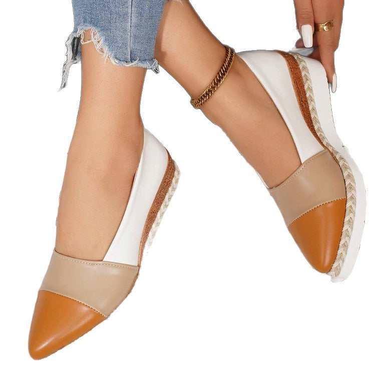 Pointed Toe Wedge Hemp Rope Thick Bottom Multicolor Casual Pumps