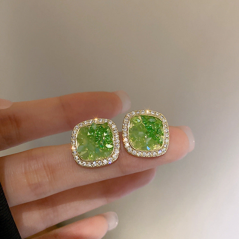 Retro Diamonds Crystal Flower Earrings