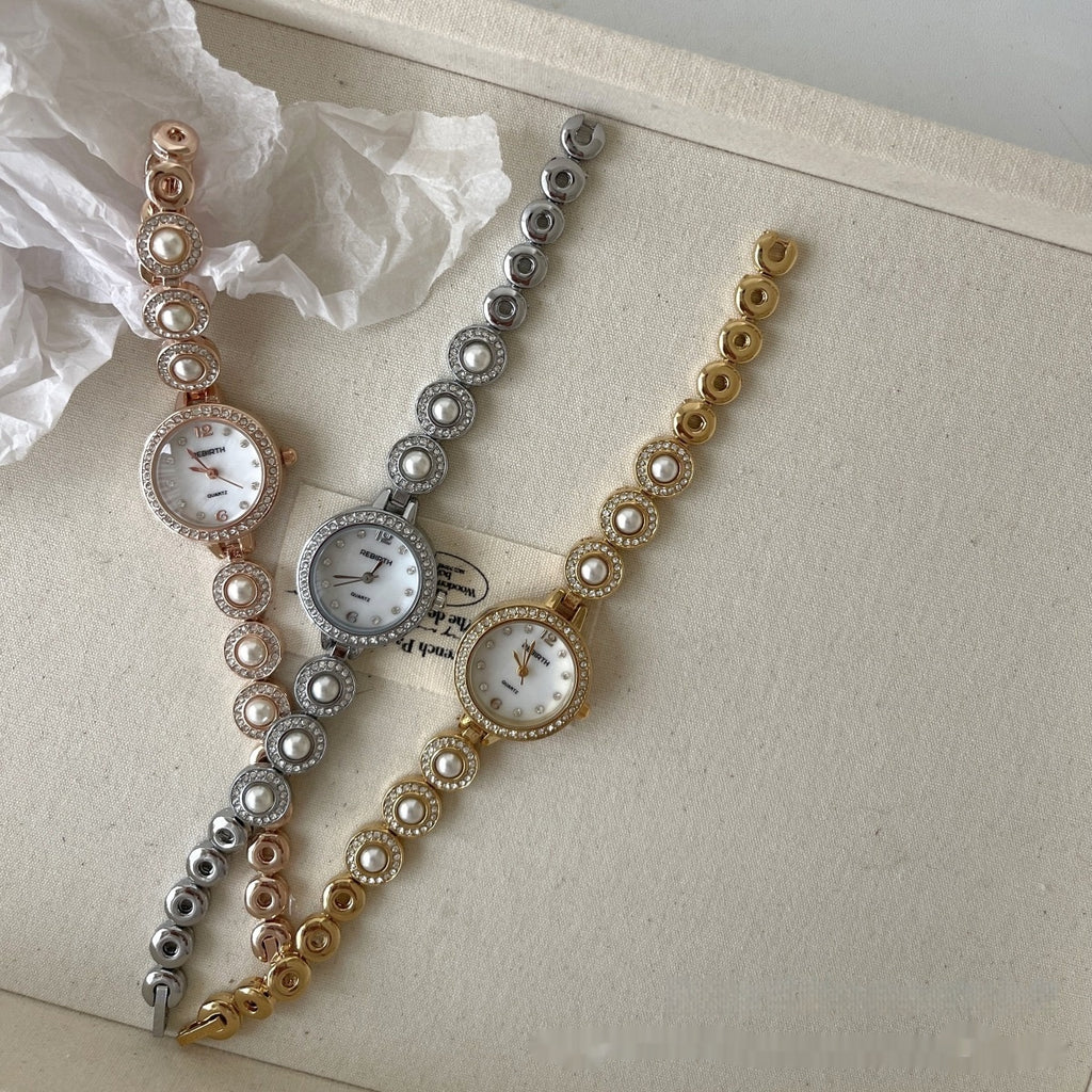Classic Style Natural Freshwater Pearl Berm Plate Watch For Women