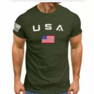 3D Digital Printing American Men's Round Neck Short Sleeve