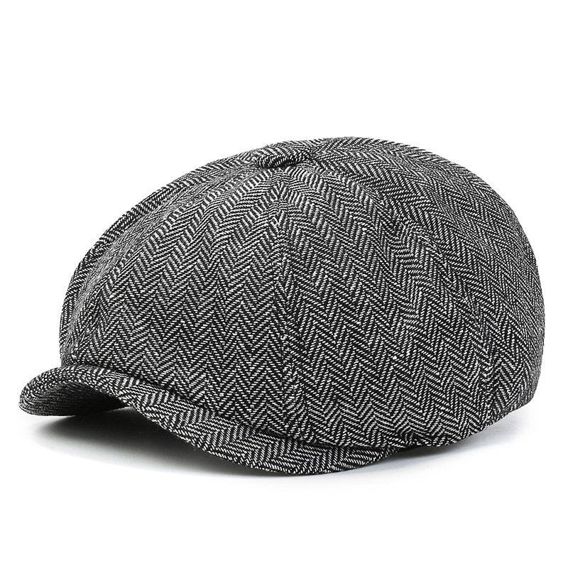 Herringbone Peaked Cap Middle-aged And Elderly Beret