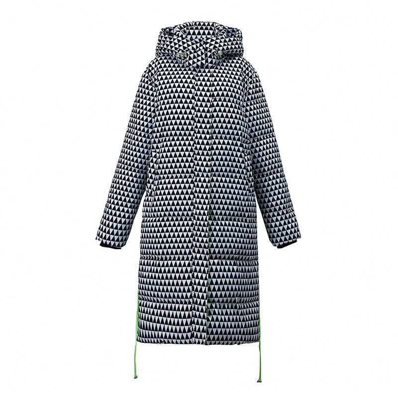 Plaid Down Cotton-padded Coat For Women Houndstooth