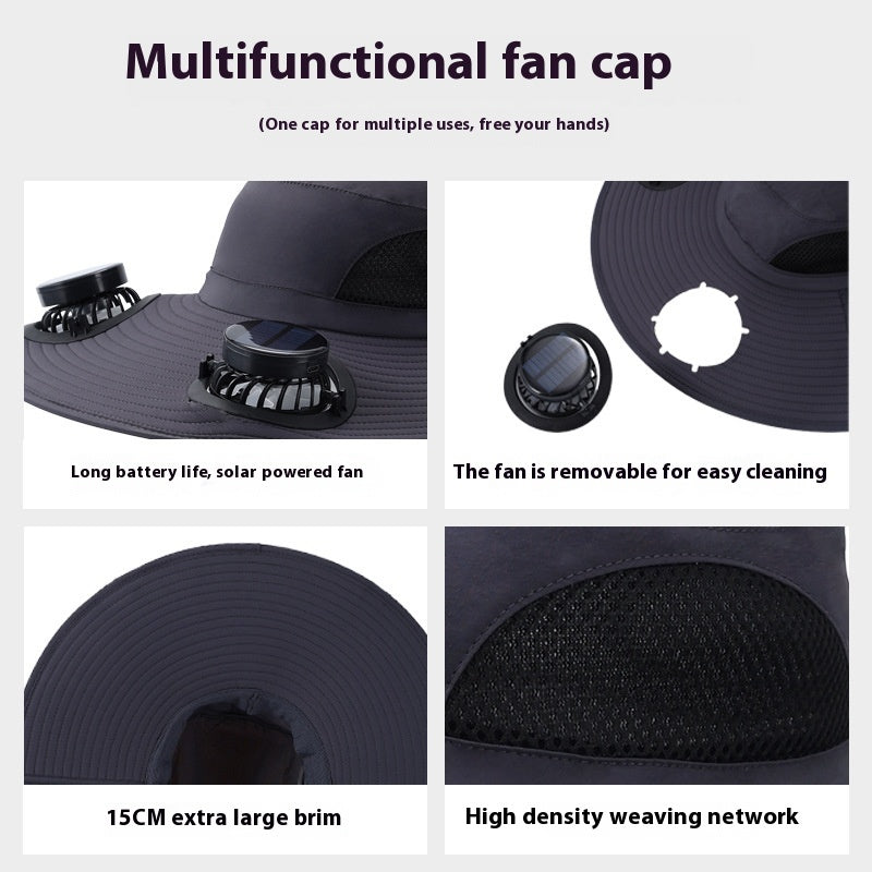 Solar Sunshade Cap With Fan Men's Outdoor Mountaineering Fishing Hat