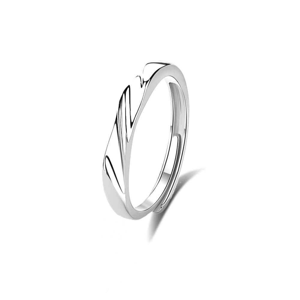 S925 Sterling Silver Heartbeat Signal Couple Couple Rings Men And Women