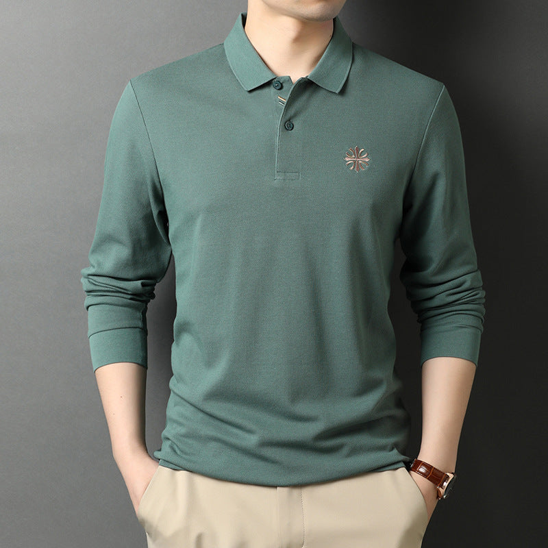 Men's Polo Shirt Korean Version Lapel Embroidery Long Sleeves