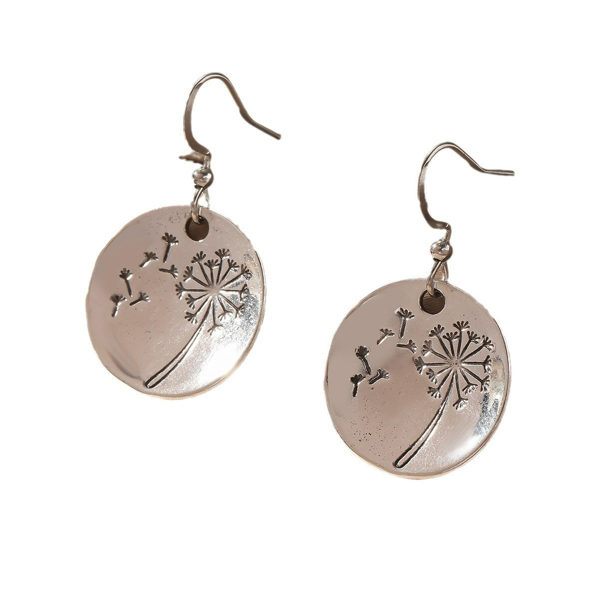 Simple Retro Round Dandelion Earrings