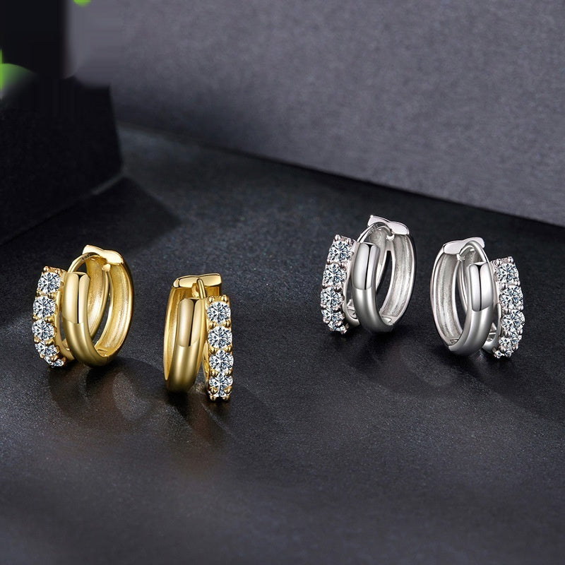 Silver Ziyun Original D Color Double Layer Moissanite Ear Clip