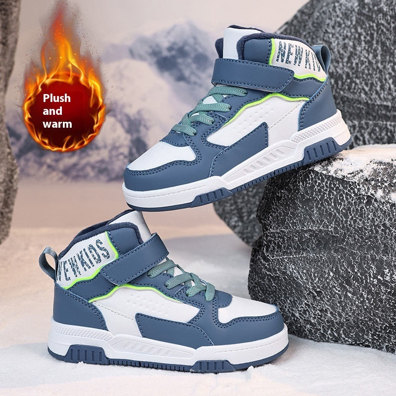 Casual Leather Sports Board Shoes High-top Velvet Thermal