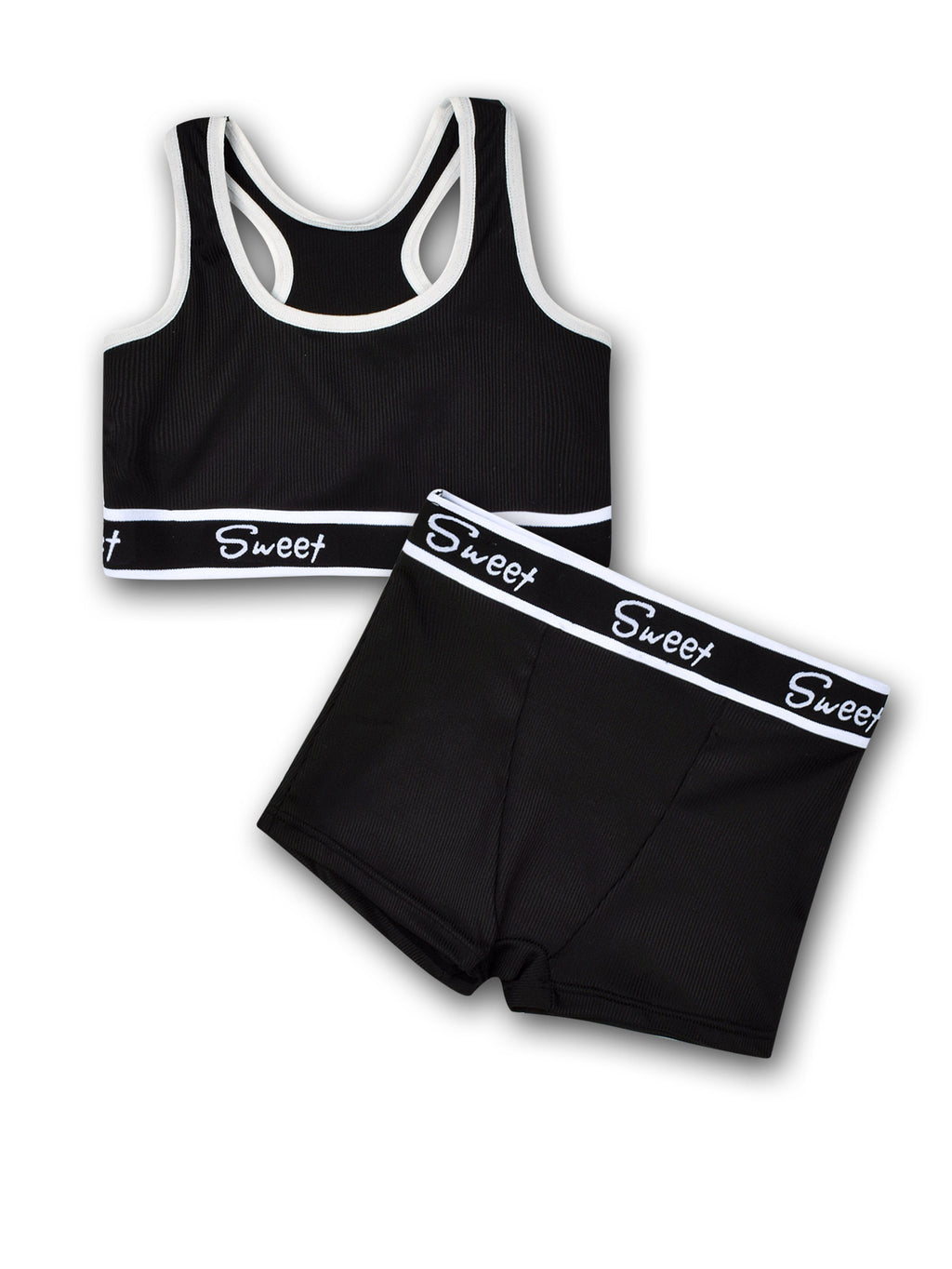 Cotton Wide-brimmed Letters Mid Waist Girl Sports Underwear Suit