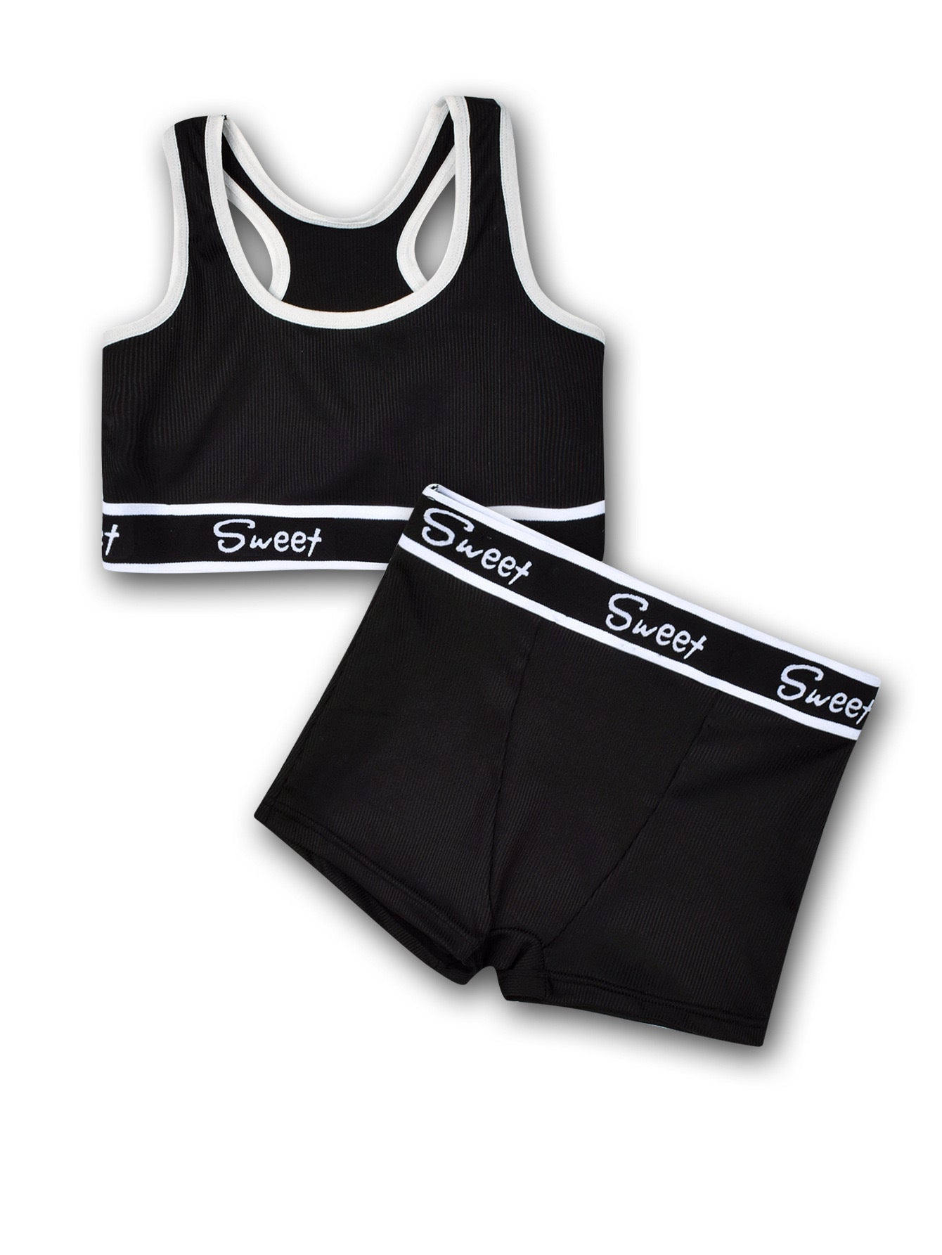 Cotton Wide-brimmed Letters Mid Waist Girl Sports Underwear Suit