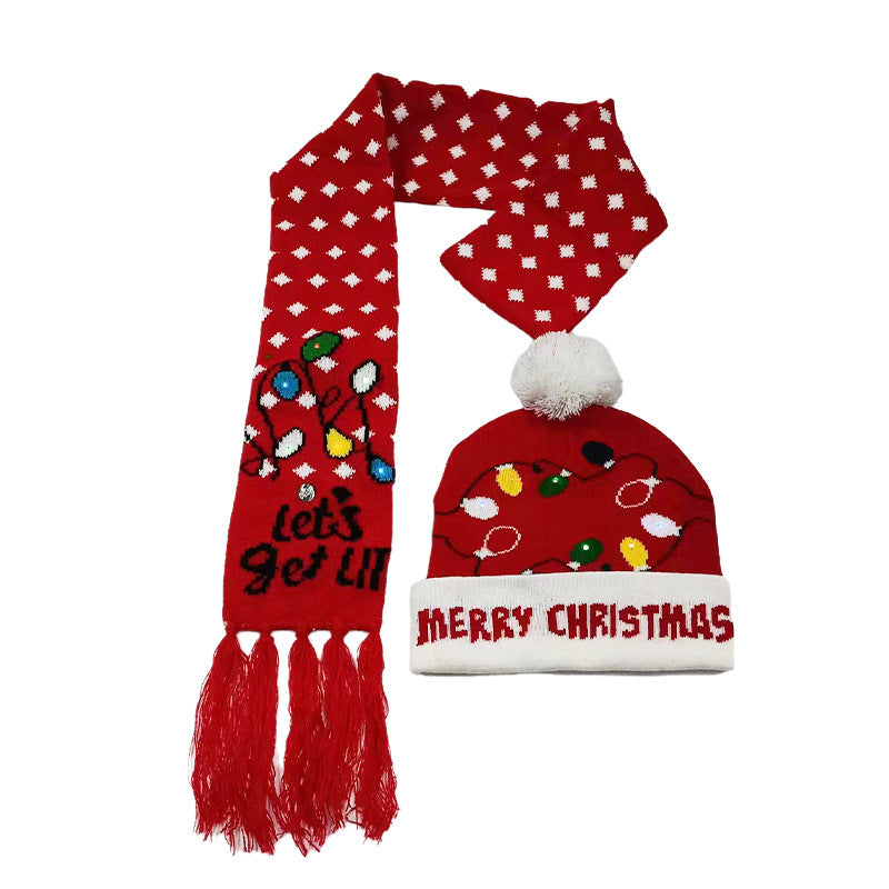 Holiday Party Christmas LED Luminous Knitted Jacquard Knitted Hat