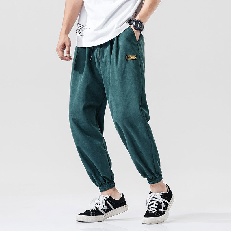 Japanese-style loose-fit cropped nine-point pants