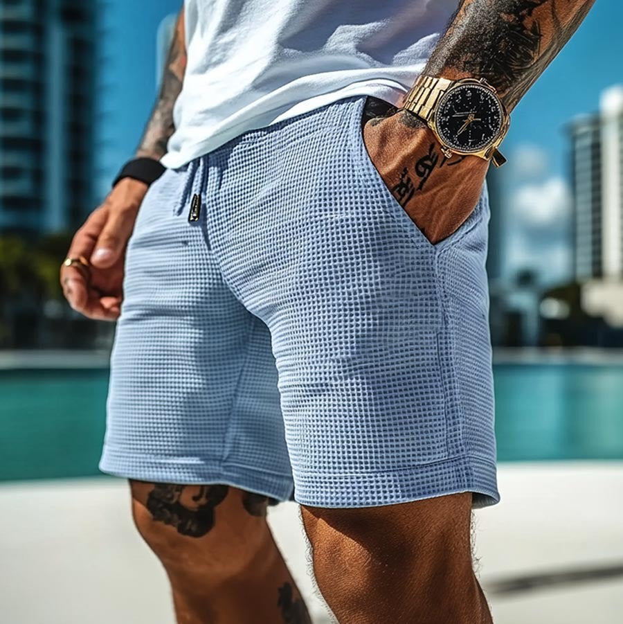 Summer Men's Retro Waffle Knitted Surfing Stretch
