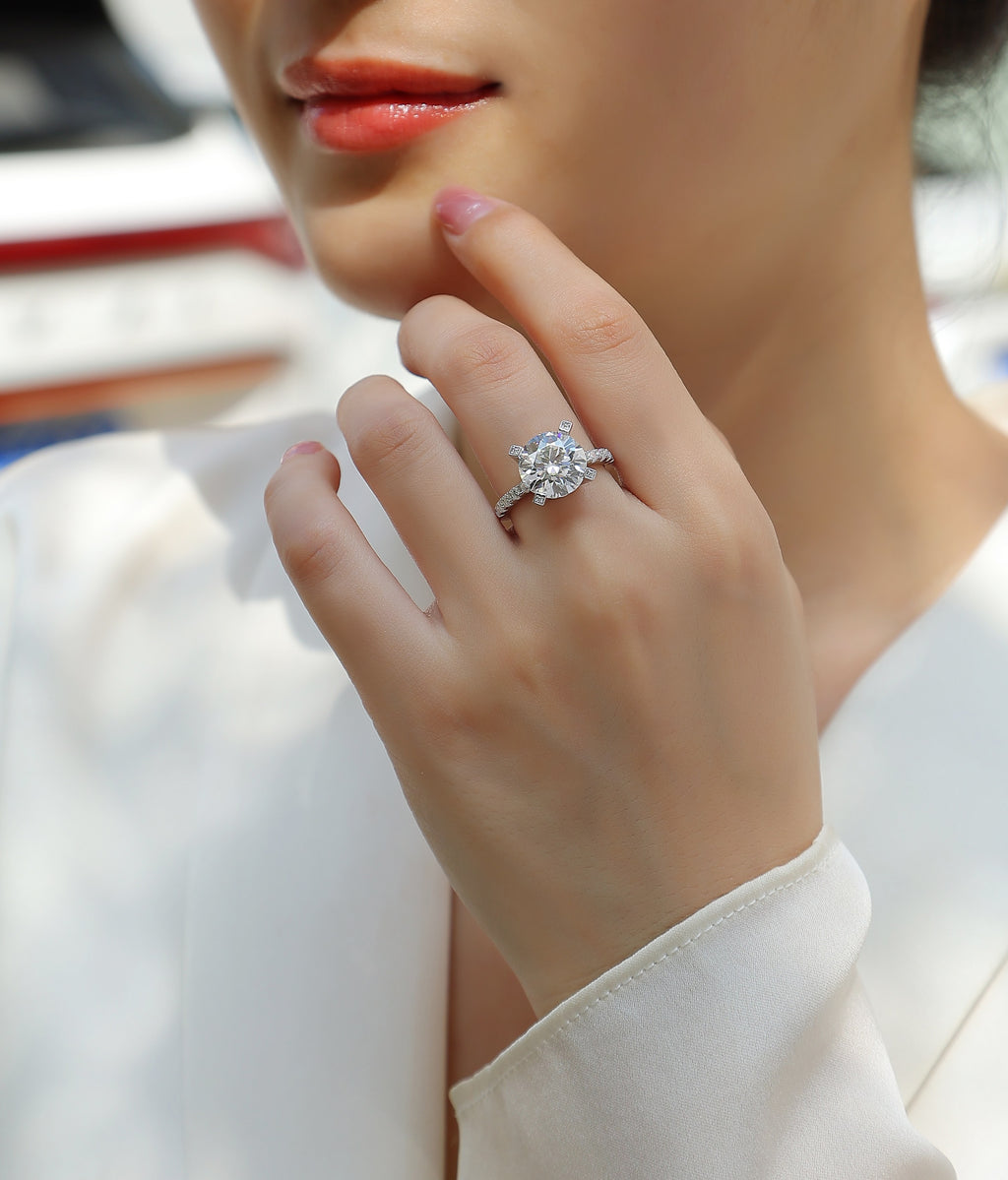 1Radiant - A Fashionable And Luxurious Jewelry Piece Set With 5-carat Moissanite S925 Sterling Silver And Platinum-plated Diamond Prohibit TikTok sales