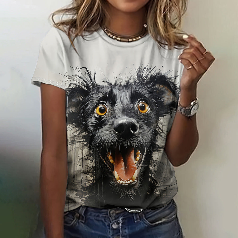 Printed Animal Casual Short-sleeved Top Female