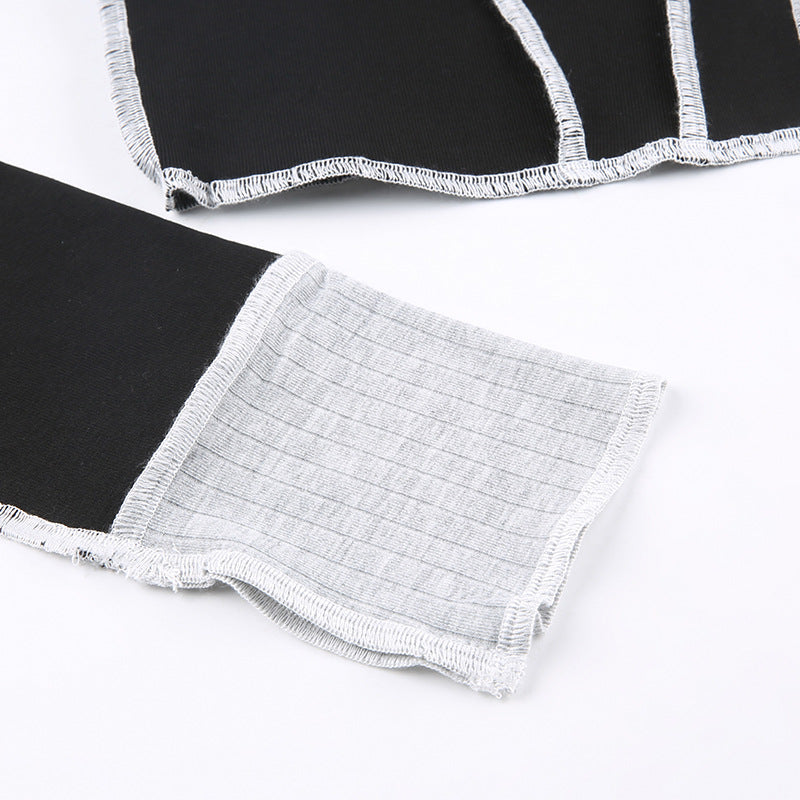 Contrast Stitching Double Zipper Long Sleeve Coat