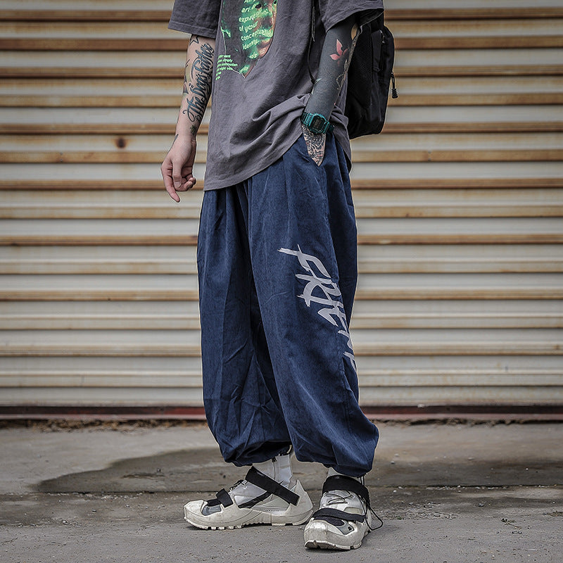 Drawstring trendy male Korean hip-hop Harlan pants