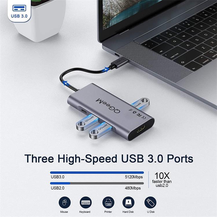 QGeeM 7-in-1 Type C hub