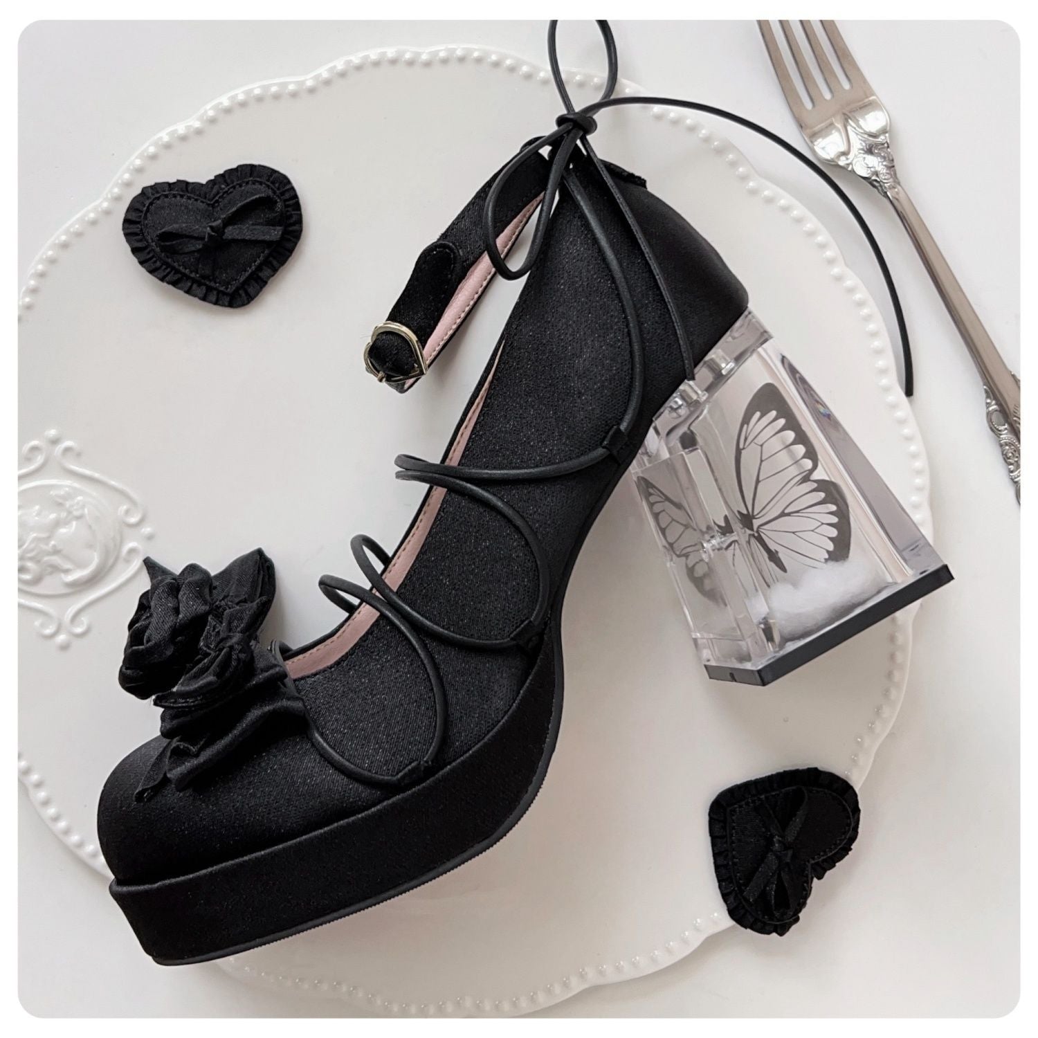 Glass Worry Elegant High Heel Pumps Round Toe Bowknot