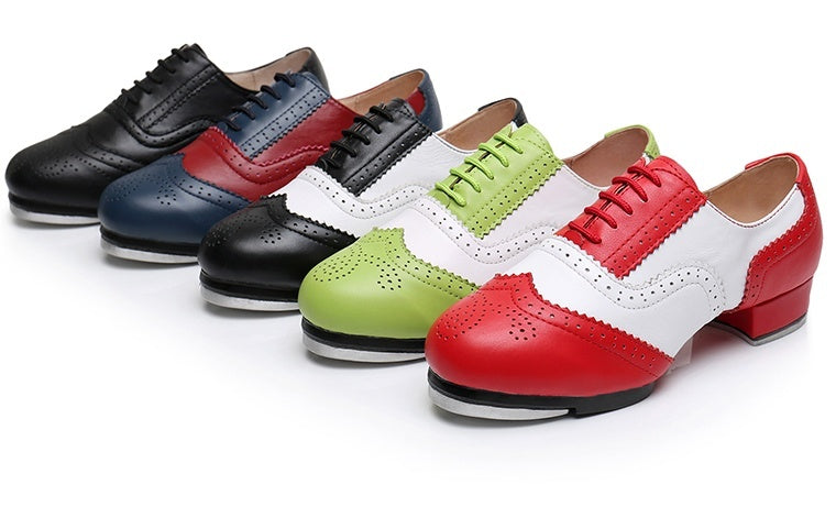 Women's Retro Top Layer Cowhide Soft Bottom Tap Dance Shoes