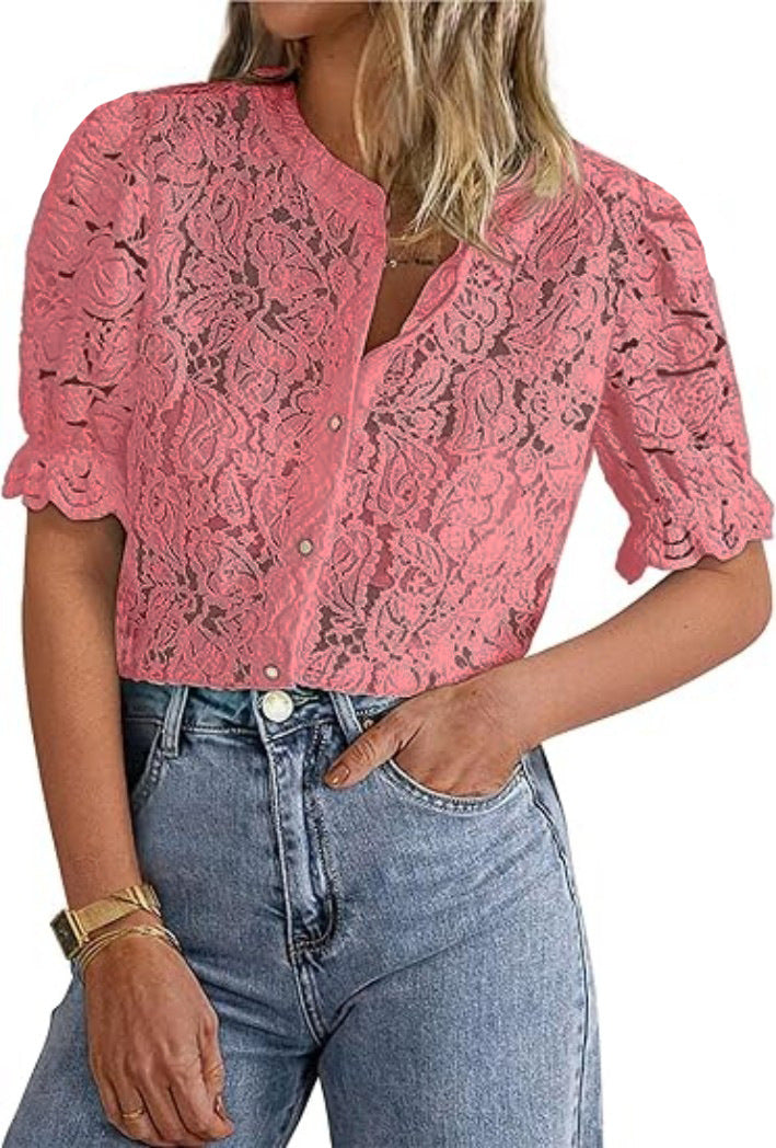 Fashionable Elegant Lace Shirt For Women