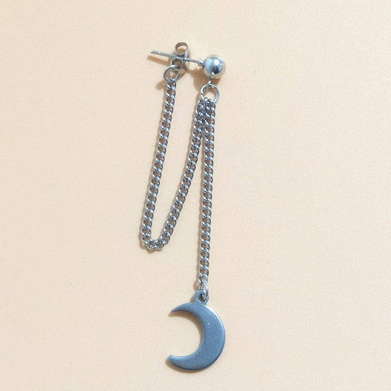 Chain Star Moon Peach Heart Sharp Cone Rhombus Earrings