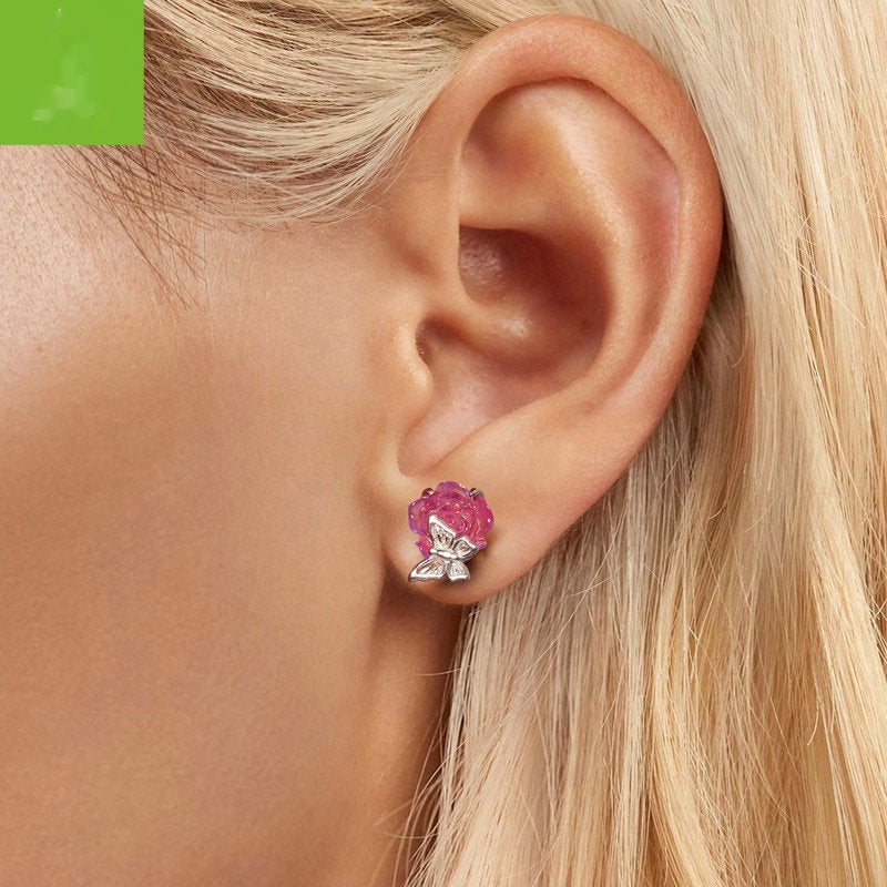 Romantic And Elegant S925 Sterling Silver Flower Ear Studs