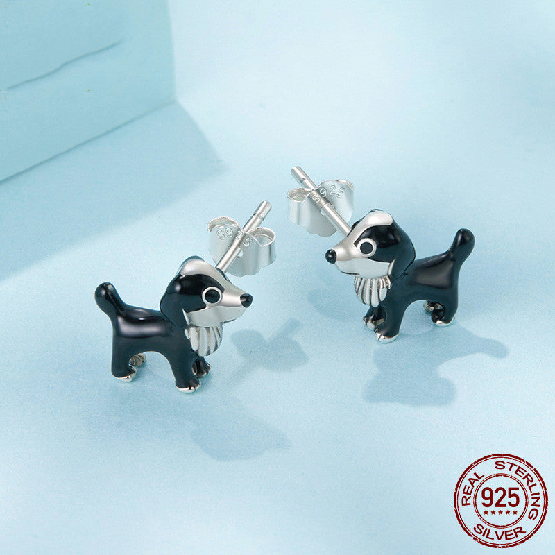 S925 Sterling Silver Puppy Ear Studs Earrings