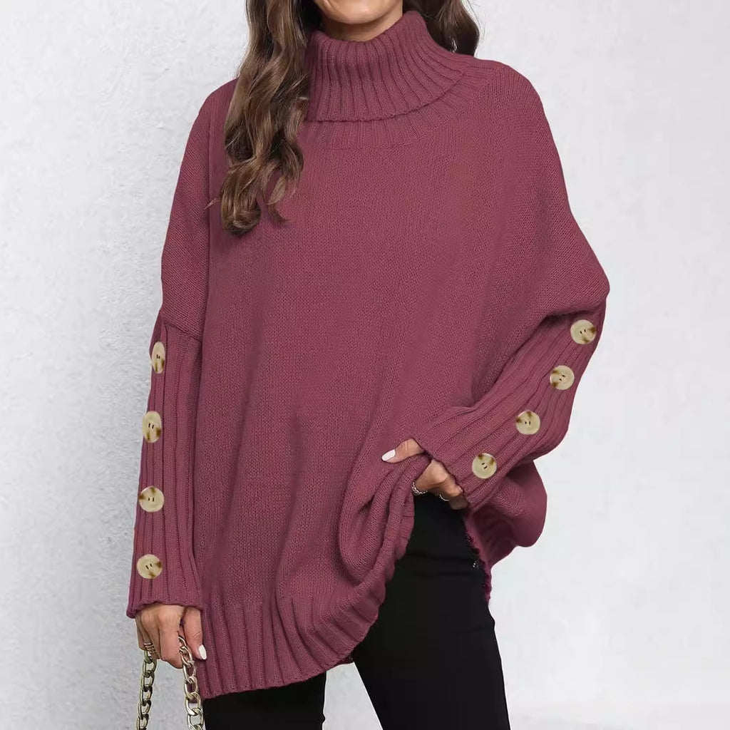 Turtleneck Lapel Loose Woven Sweater Top