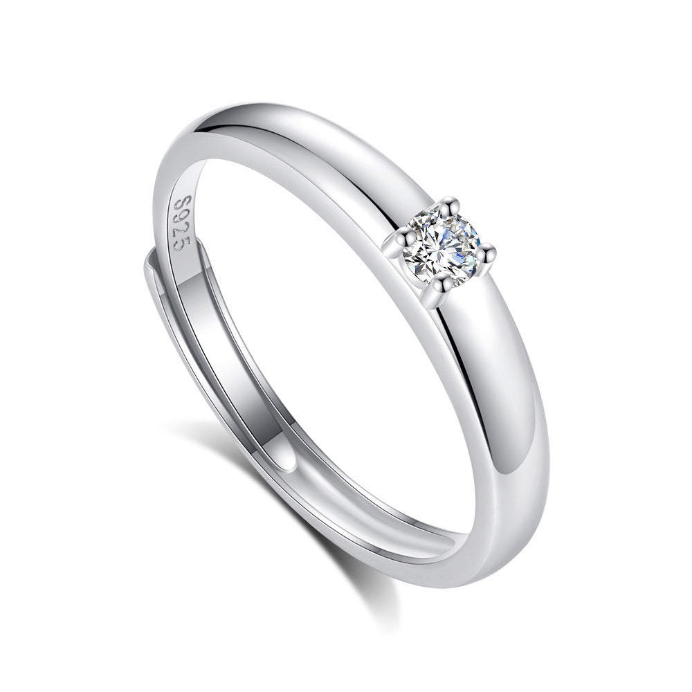Ring Flash Single Zircon Couple Ring Men And Women Niche Opening Couple Rings