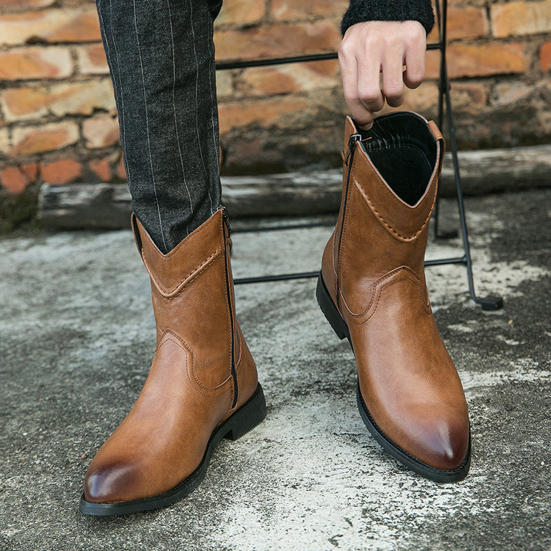 Retro High-top Leather Shoes Ankle Boots Casual