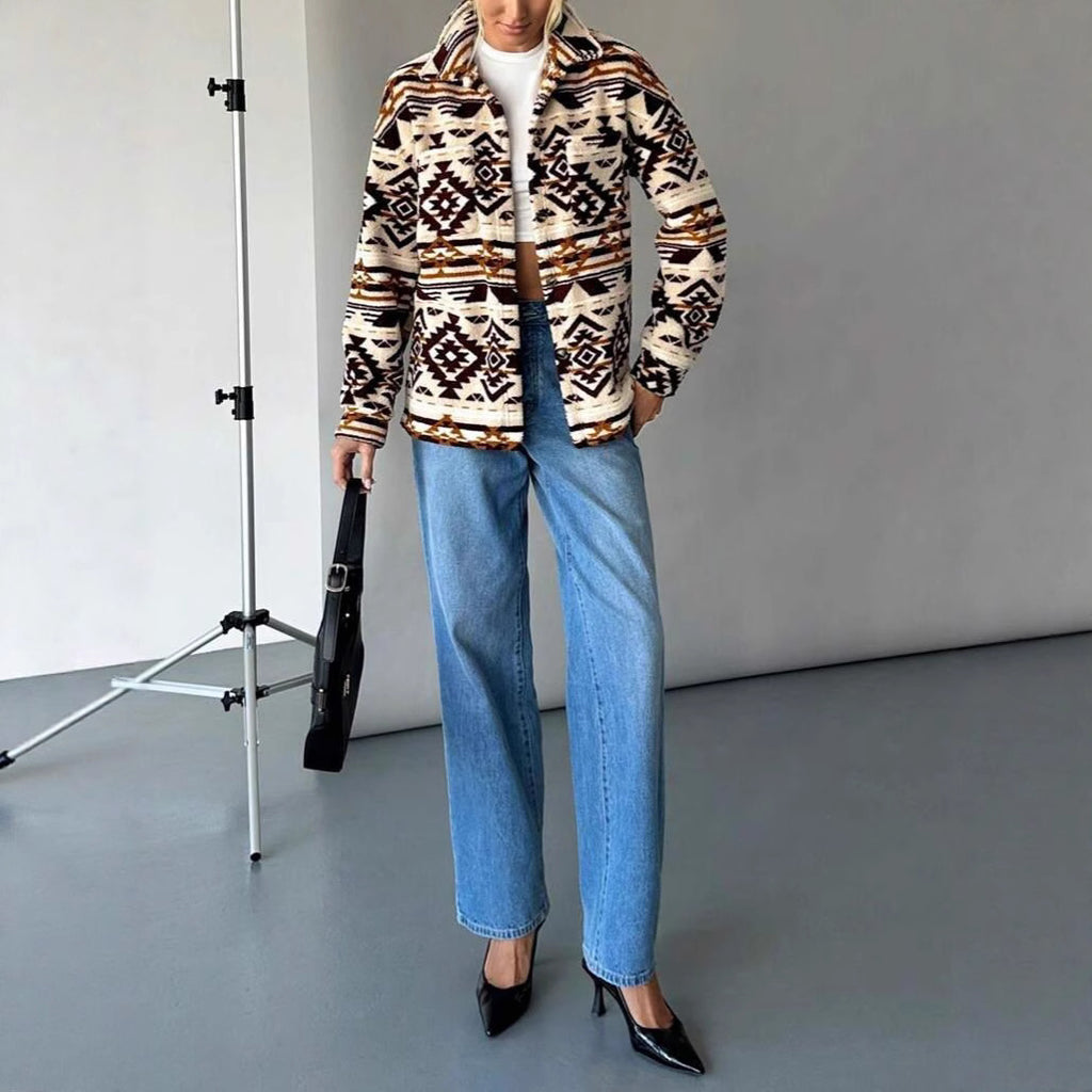 New Women's Plush Printed Jacket Coat