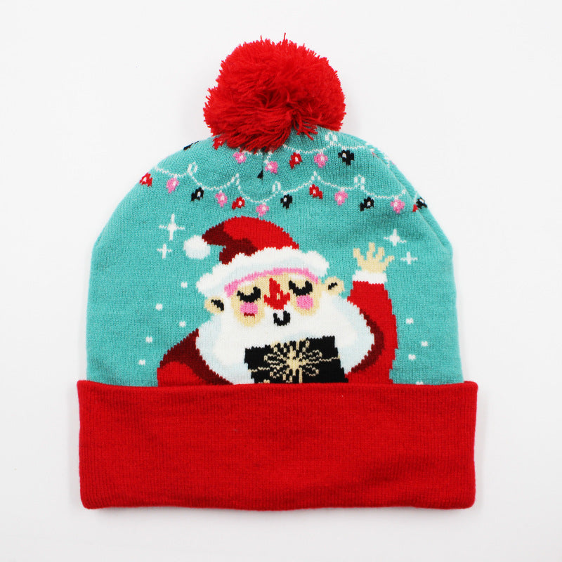 Holiday Party Christmas LED Luminous Knitted Jacquard Knitted Hat