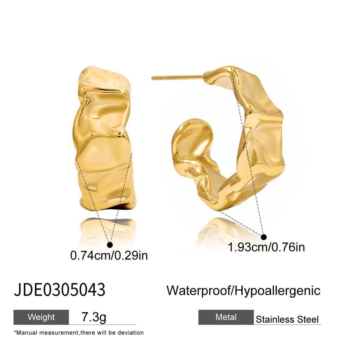 Jieding European And American Stainless Steel C-shaped Ear Studs Light Luxury High Sense