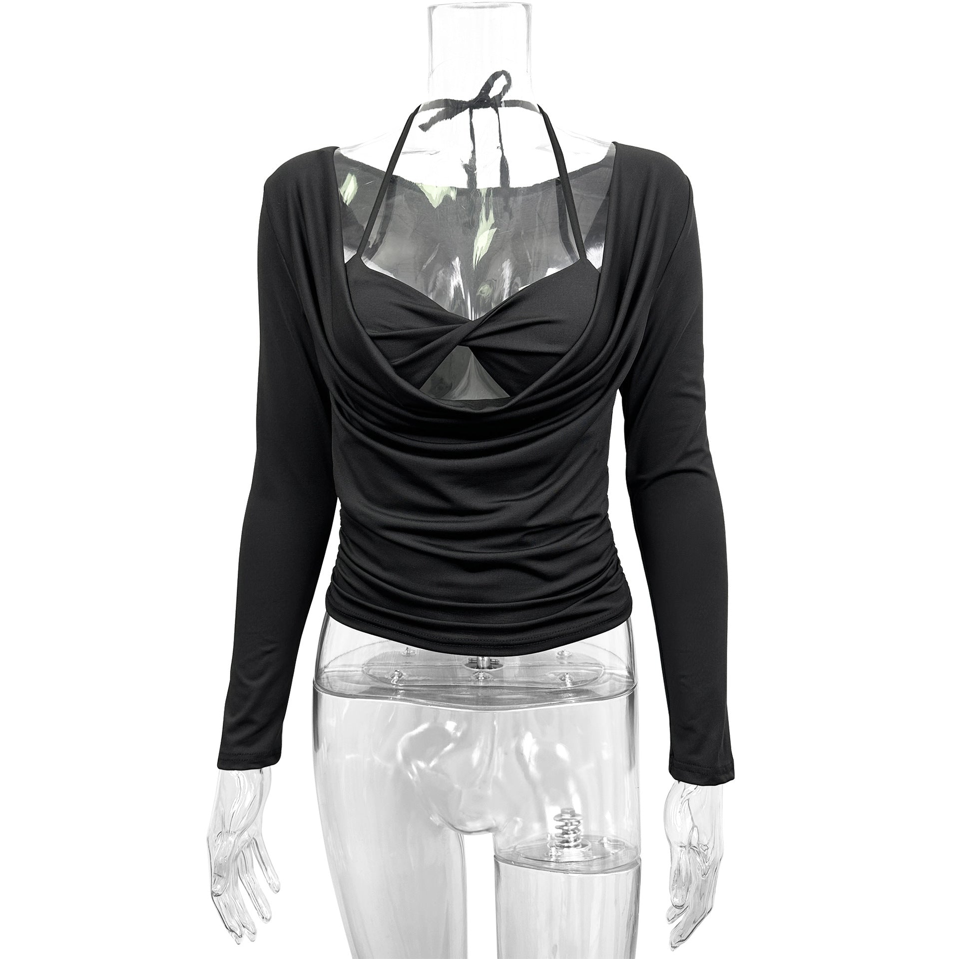 Women's Lace-up Halterneck Casual Base Layer Top