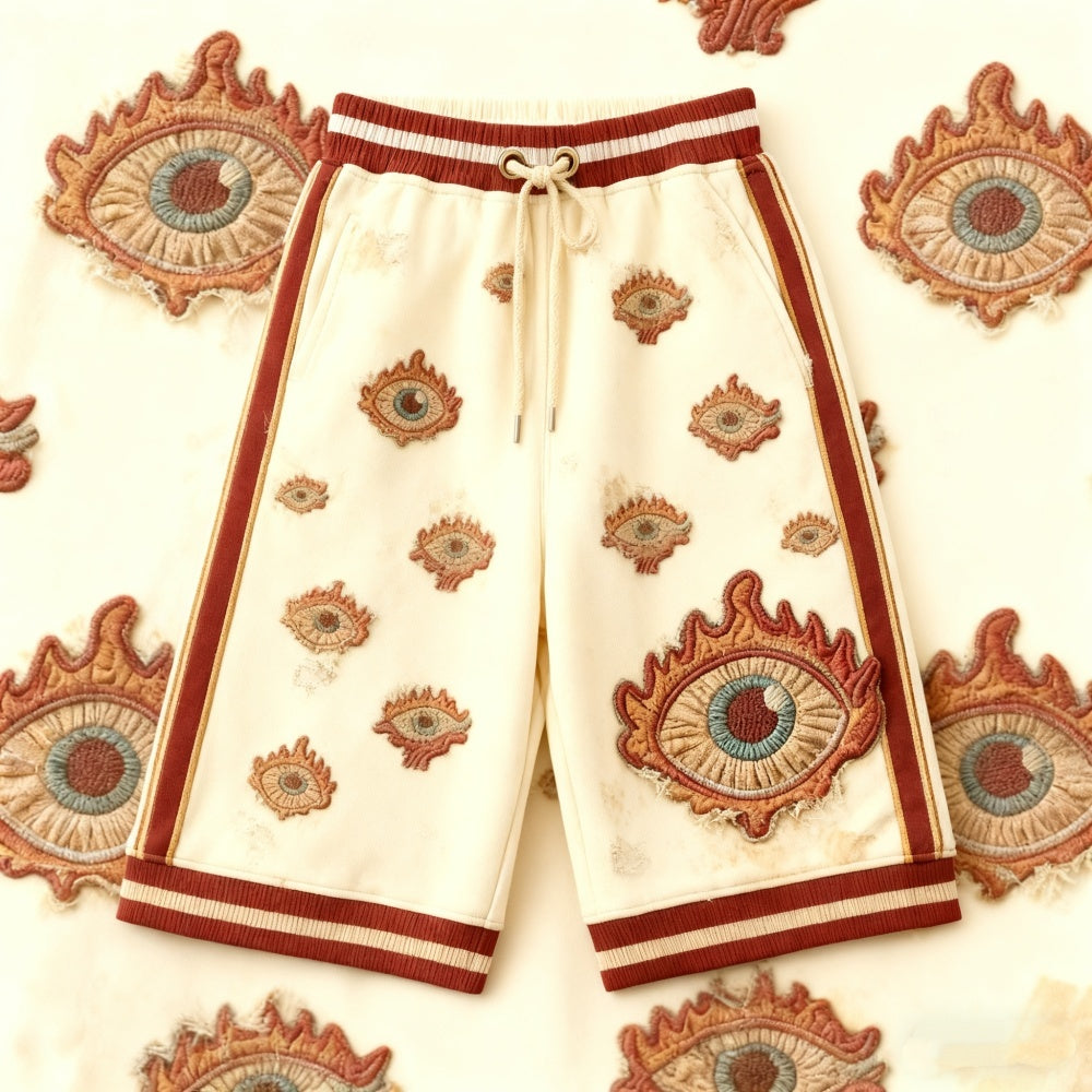 Loose Casual Lace Up Printed Shorts