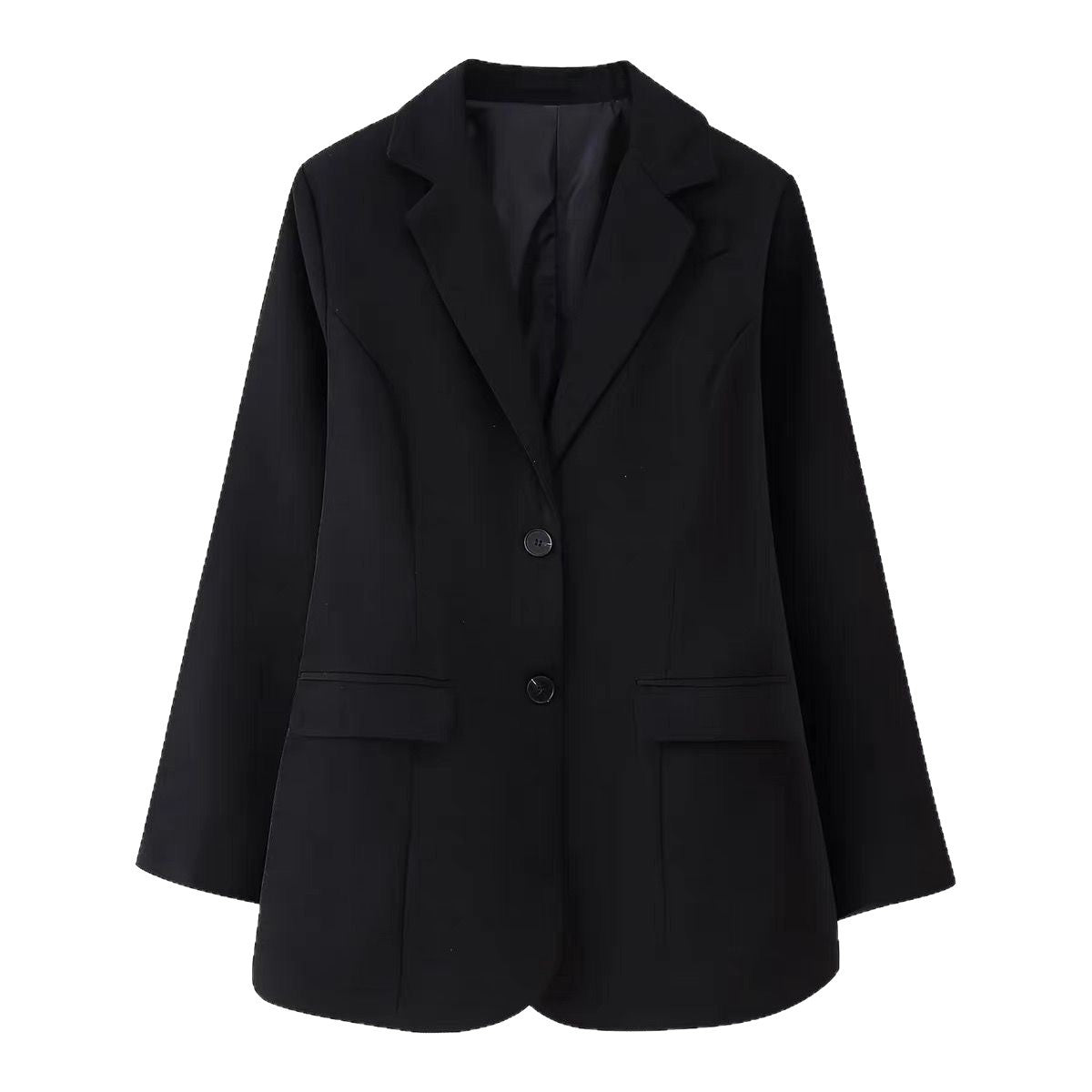Autumn Winter Womens Versatile Single-Breasted V-Neck Long-Sleeve Blazer