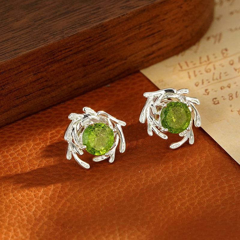 Retro Green Light Luxury All-match Fashion Simple Earrings