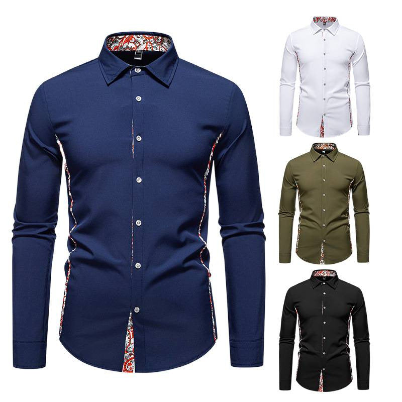 Casual Polo Collar Paisley Pattern Color Matching Casual Shirt