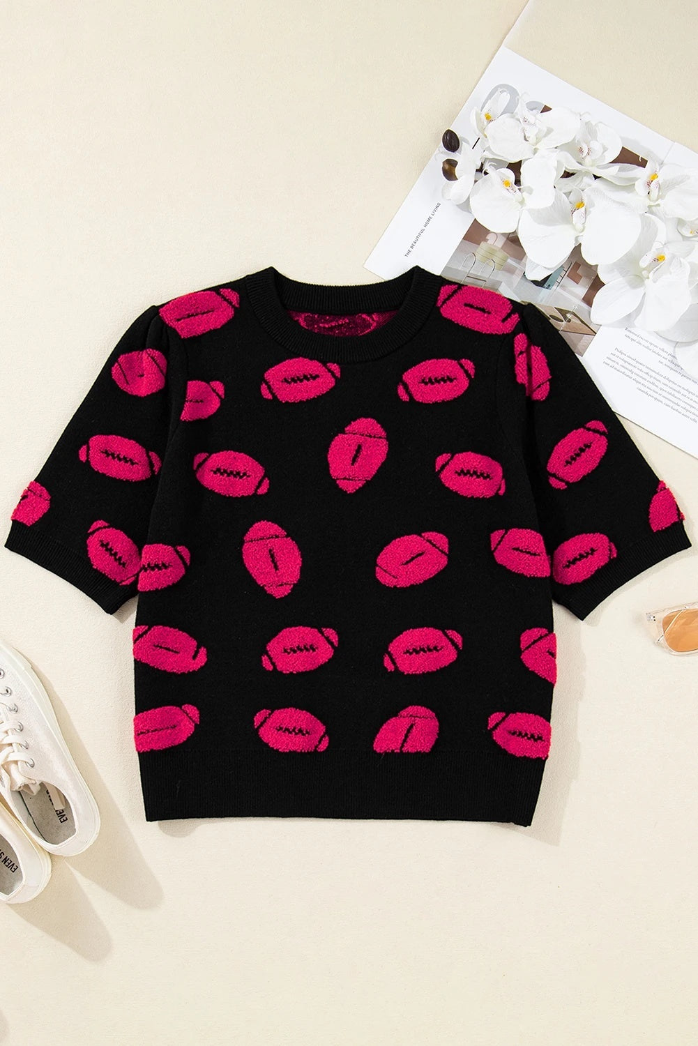 Women's High-grade Printed Casual Knitted Short Sleeve