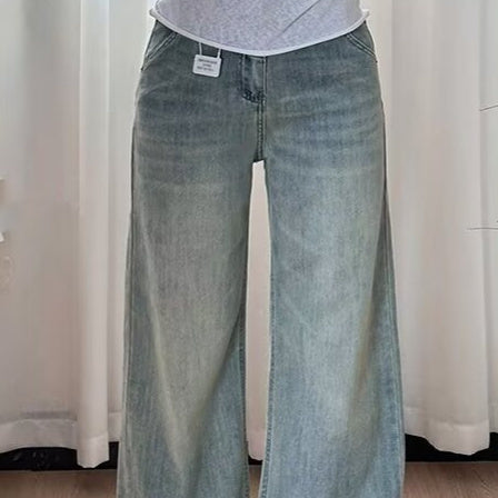 Light Blue Wide-Leg Denim Jeans For Women Spring Summer New Arrival