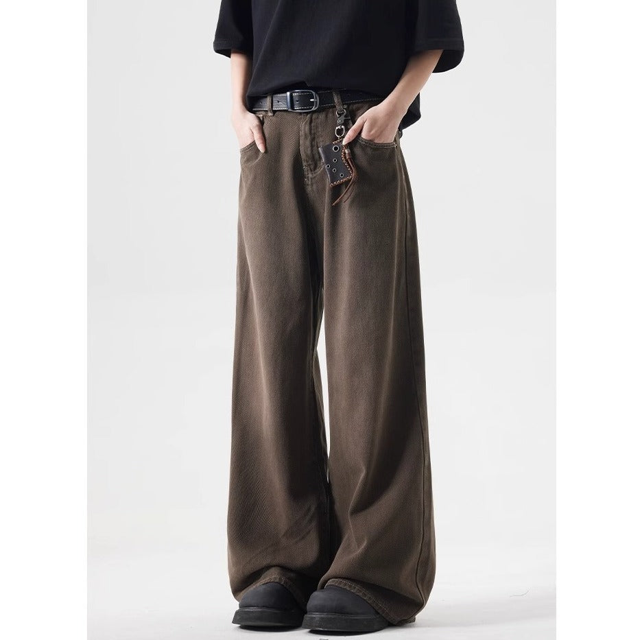 Retro Washed High Straight Loose Jeans