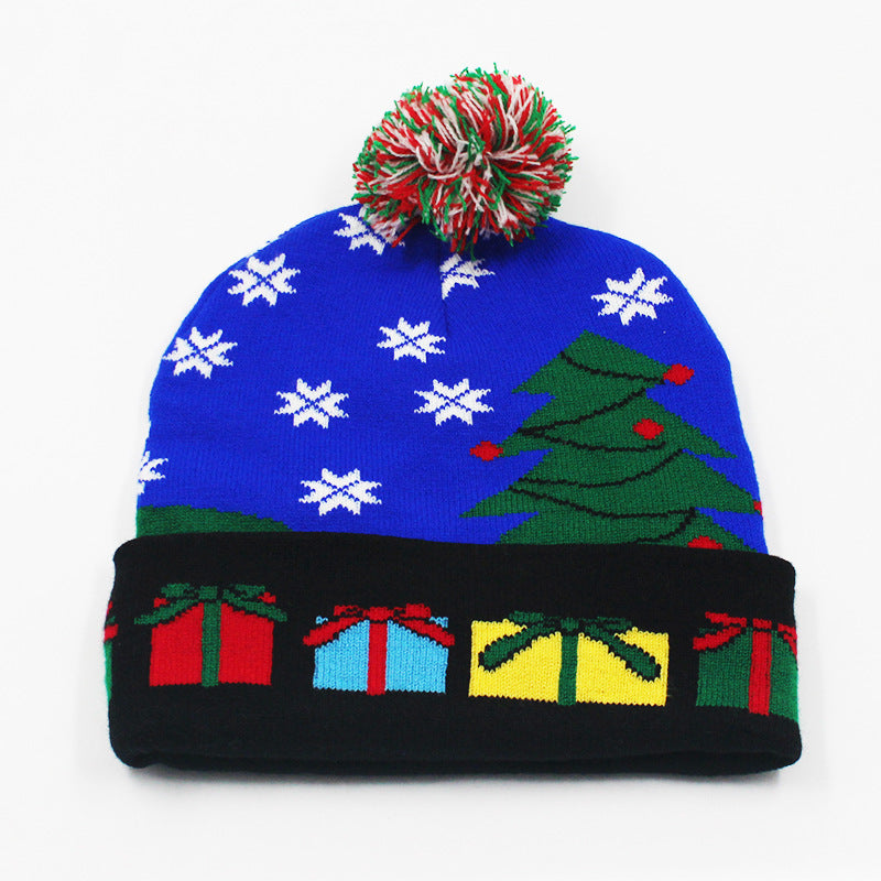 Holiday Party Christmas LED Luminous Knitted Jacquard Knitted Hat
