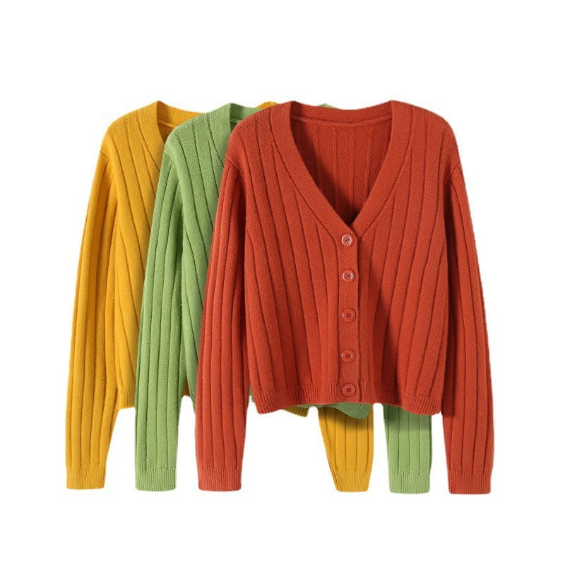V-neck Sweater Sweater Thin Cardigan Jacket Top For Women