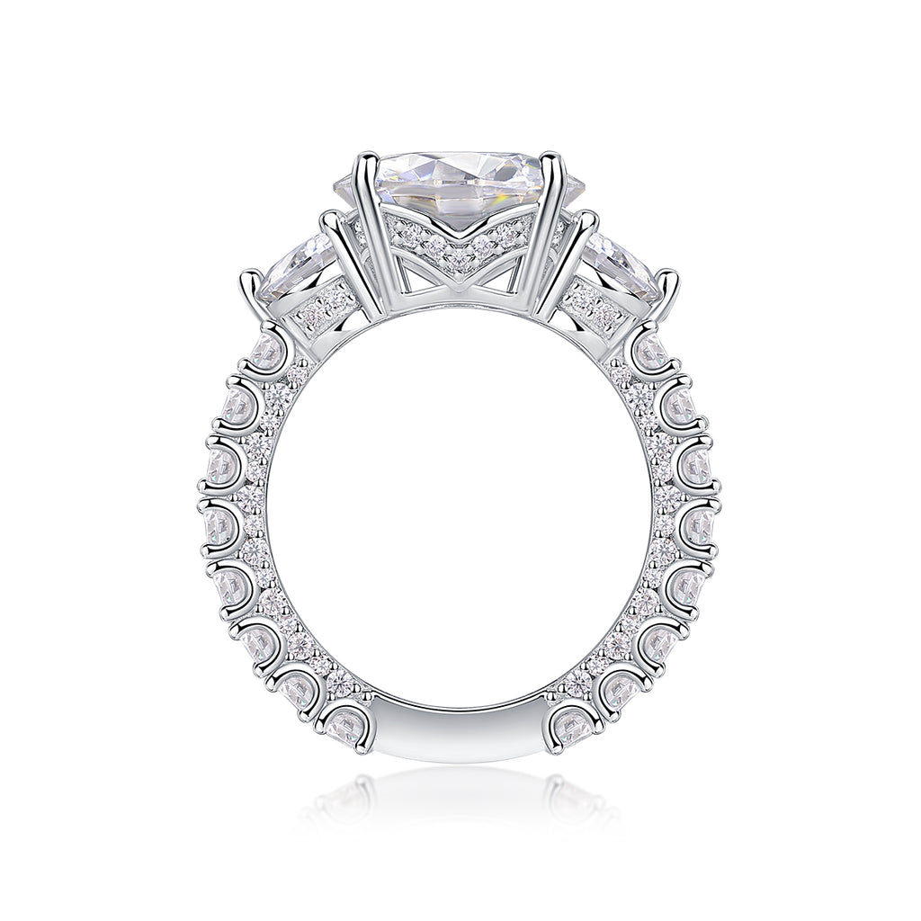 1Three-diamond Brilliance - A Fashionable And Luxurious Jewelry Piece Set With 5-carat Moissanite S925 Sterling Silver And Platinum-plated Diamond Prohibit TikTok sales