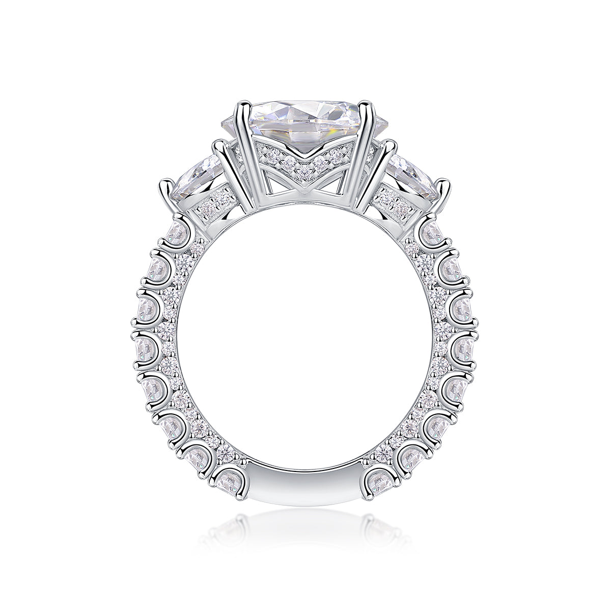 1Three-diamond Brilliance - A Fashionable And Luxurious Jewelry Piece Set With 5-carat Moissanite S925 Sterling Silver And Platinum-plated Diamond Prohibit TikTok sales