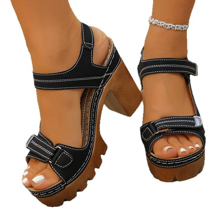 Thick Soled Straight Strap Sandals For Women