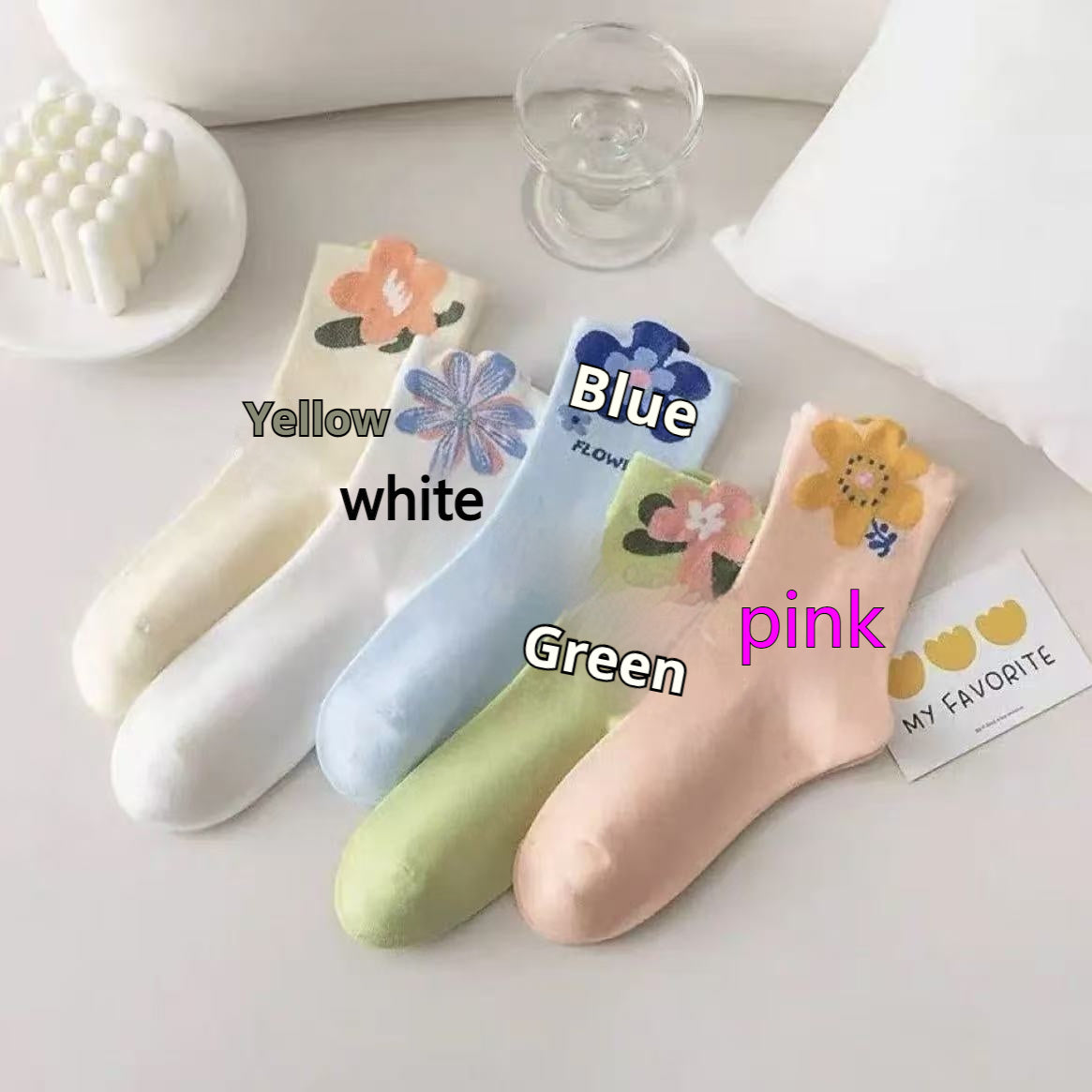 Colorful Flowers Tube Socks Japanese Cute Style Students' Socks